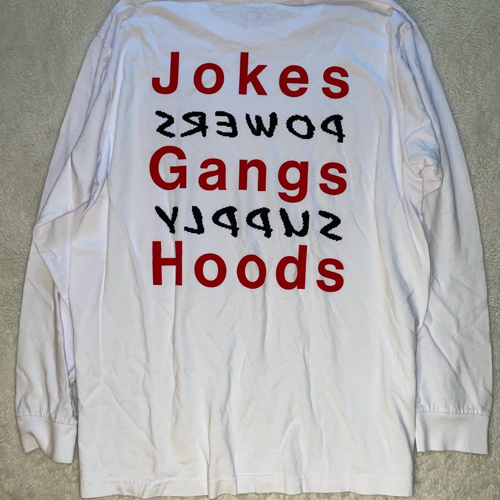 Powers Supply White Long Sleeve Graphic‎ Cotton Tee “Jokes Gangs Hoods” - Picture 3 of 7